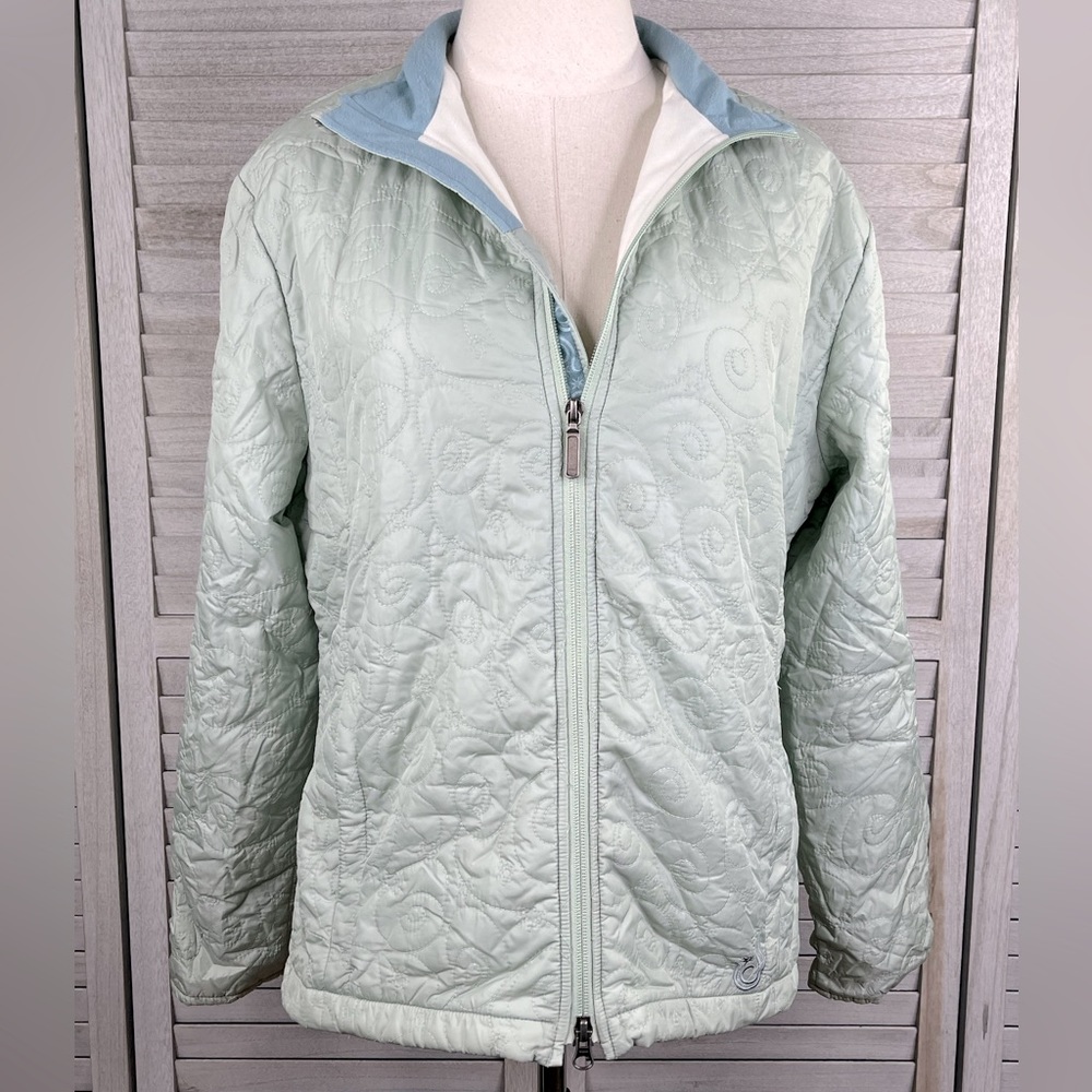 ISIS Quilted Full Zip Jacket Fleece Lined Insulated Light Green-12